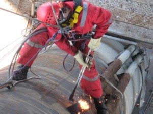 welding on an oil rig